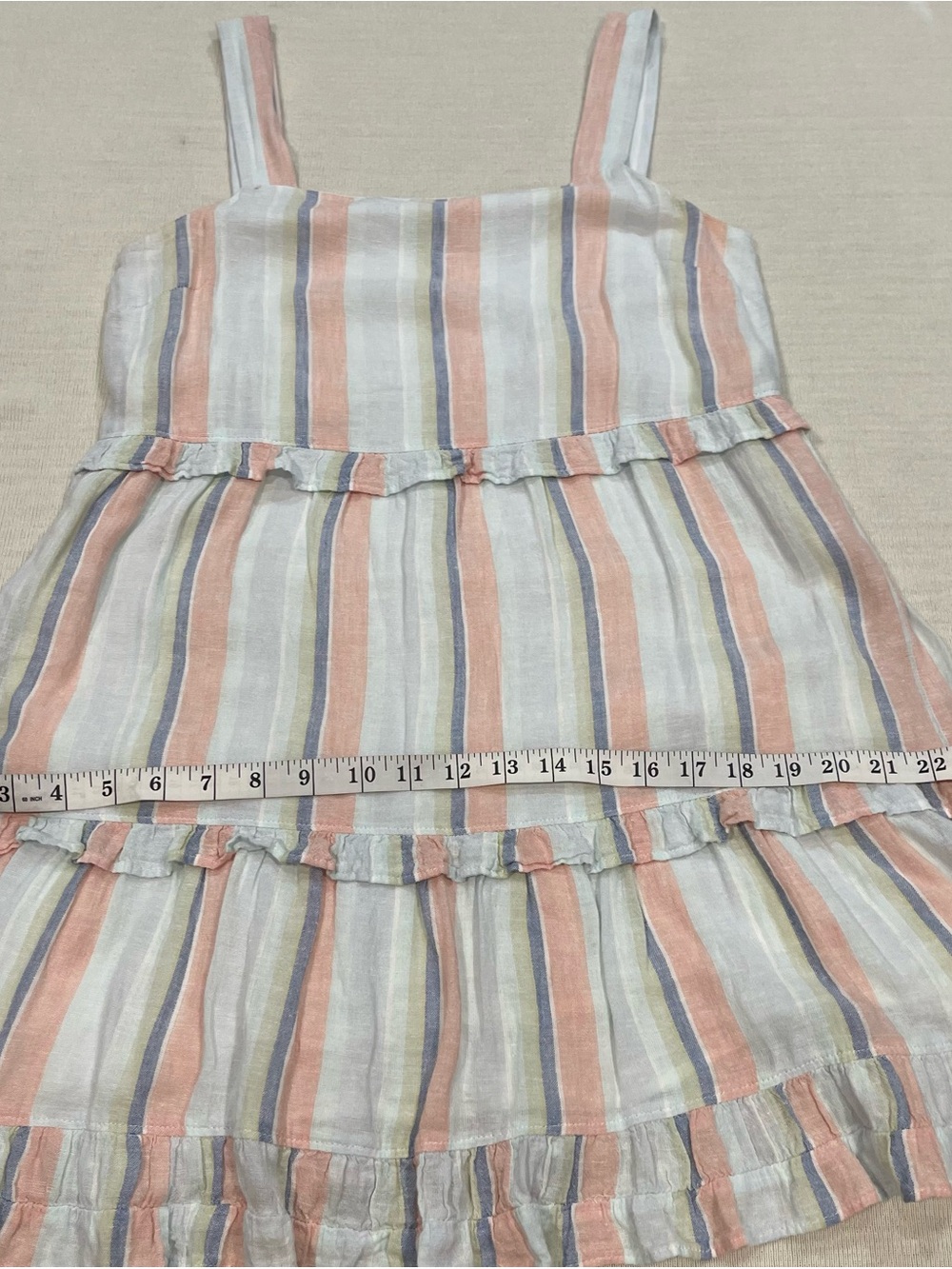 Rails Sandy Tiered Linen Blend Mini Dress - Biarritz Multi Stripe Size XSmall - Picture 9 of 14